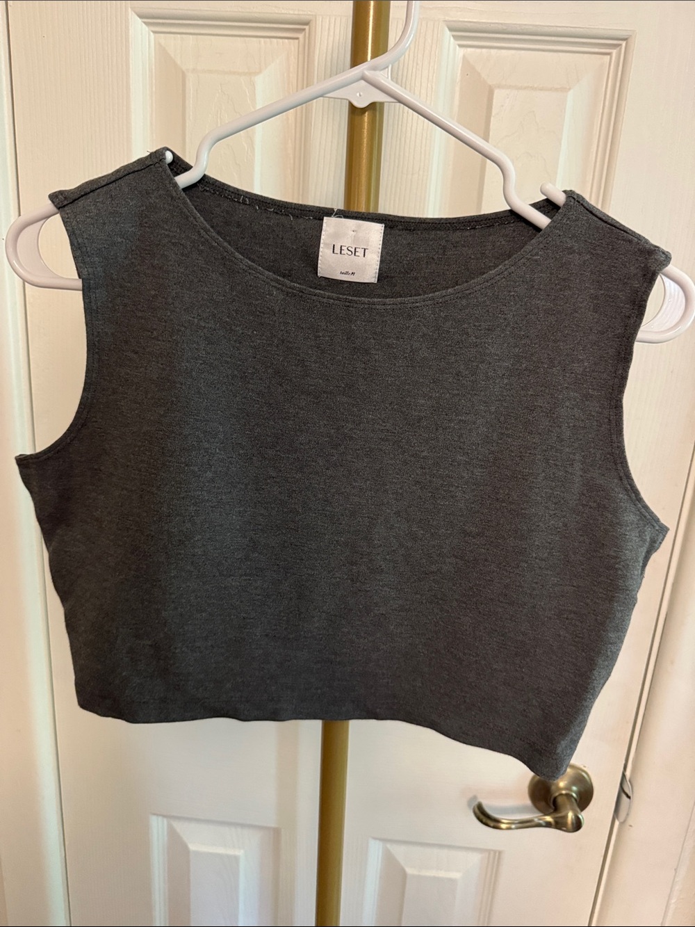 LESET Charcoal Gray Cropped Tank